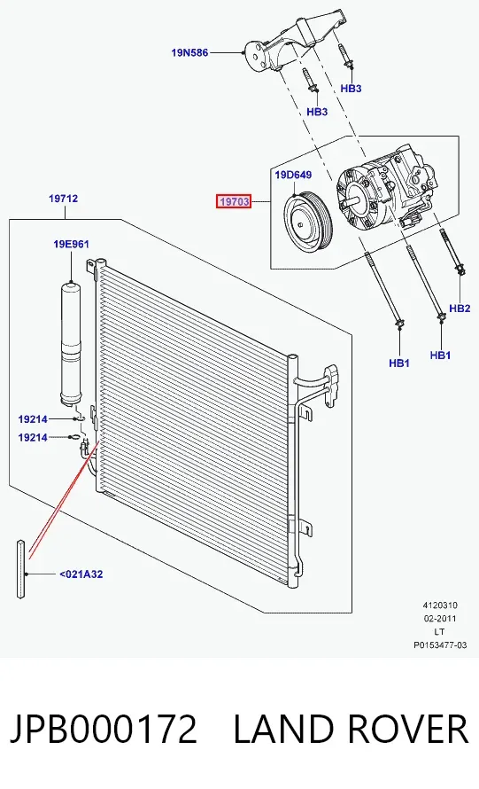 Compresor de aire acondicionado LR019131 Rover