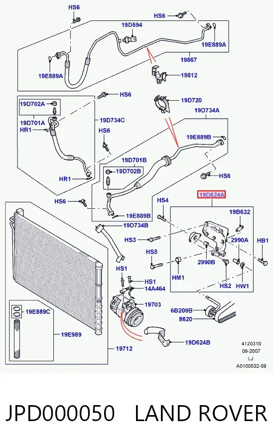Soporte del compresor de aire acondicionado JPD000050 Land Rover