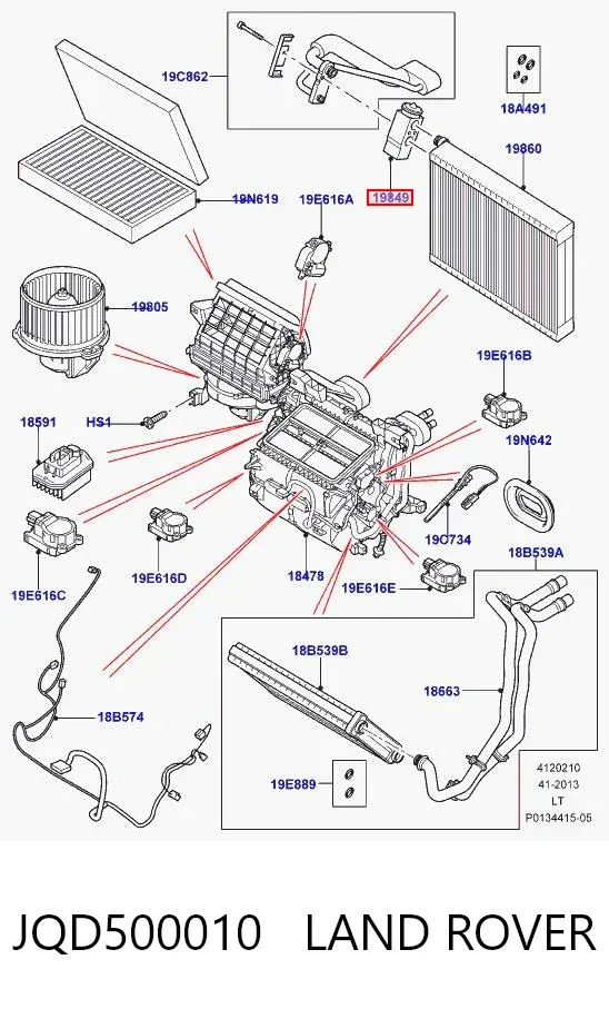 Válvula TRV del aire acondicionado JQD500010 Land Rover