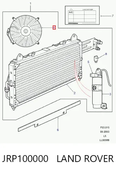 Ventilador del radiador del aire acondicionado LAND ROVER JRP100000