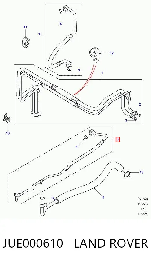 Manguera de aire acondicionado de condensador a evaporador JUE000610 Land Rover