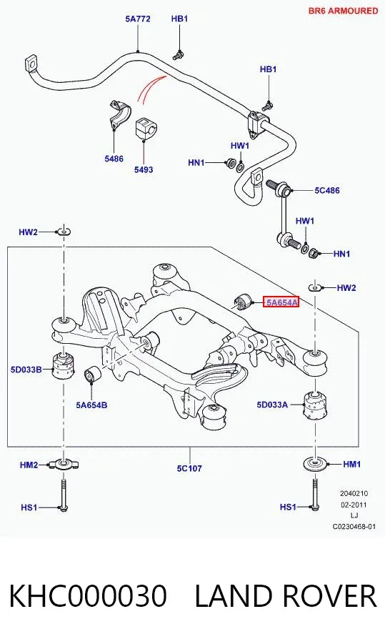 Silentblock trasero KHC000030 Land Rover