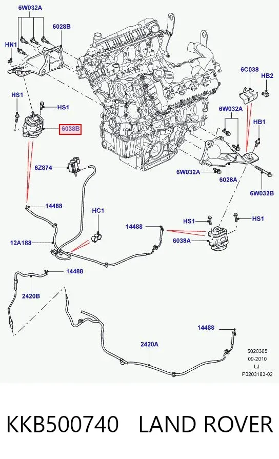 Soporte izquierdo del motor KKB500740 Land Rover