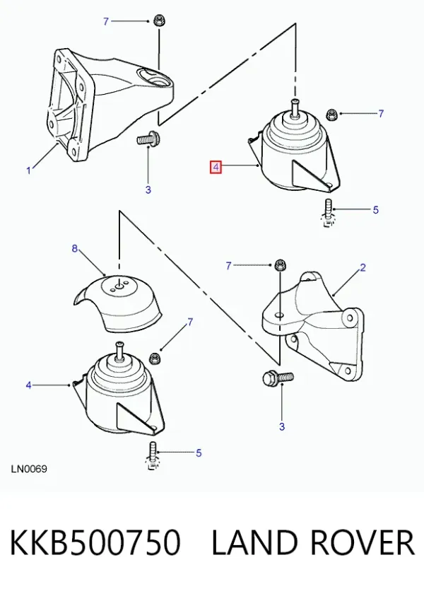 Soporte de motor, Izquierda / Derecha KKB500750 Land Rover