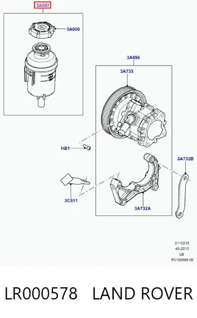 Depósito de la bomba de dirección asistida LAND ROVER LR000578