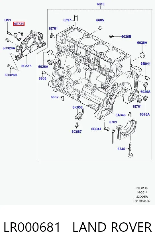 Sensor de cigüeñal LR000681 Land Rover