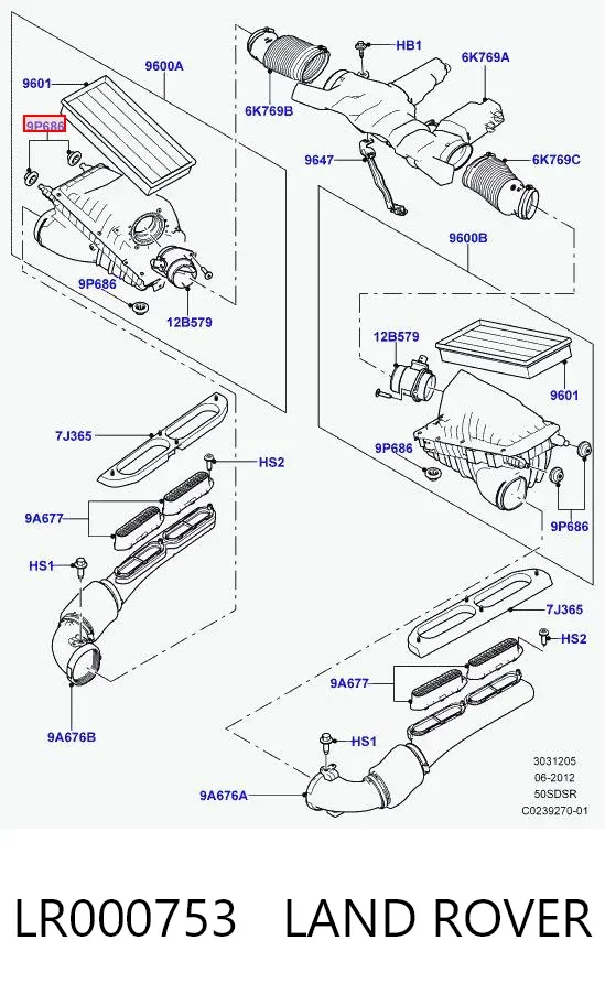 Soporte de la caja del filtro de aire LR000753 Land Rover