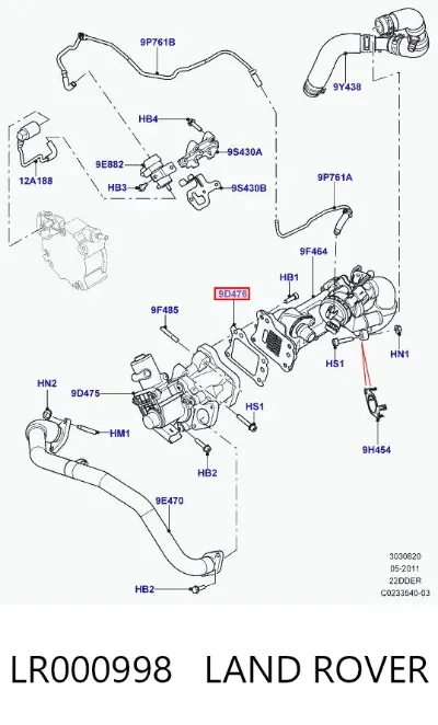 Junta de válvula EGR LAND ROVER LR000998