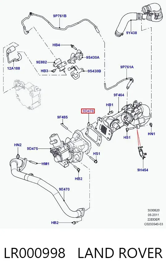 Junta de válvula EGR LR000998 Land Rover