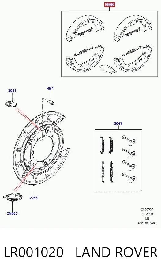 Zapatas de freno LR001020 Land Rover