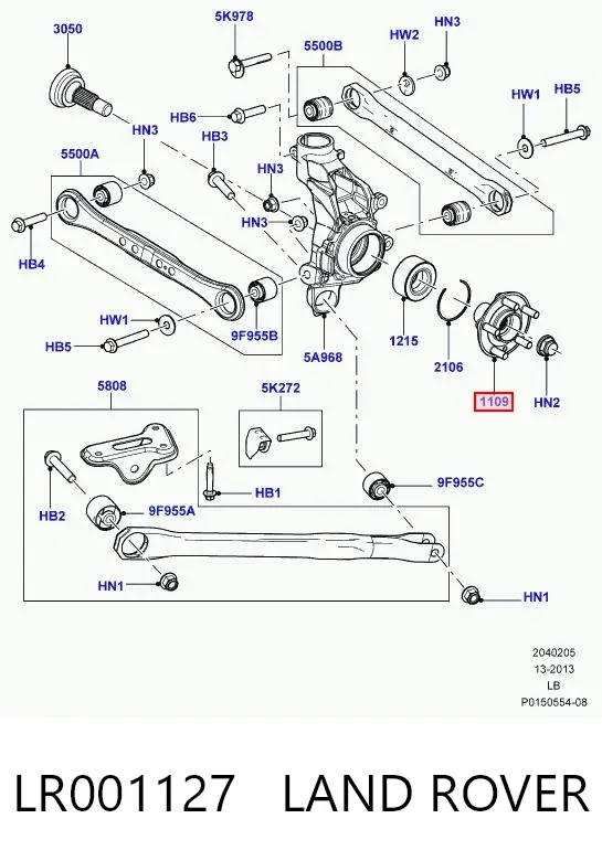 Cubo de rueda trasero LR001127 Land Rover