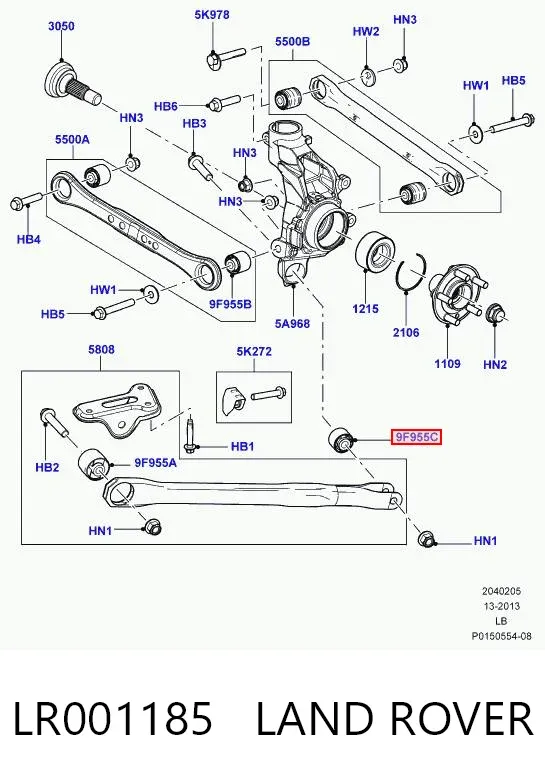 Buje de mangueta trasera LR001185 Land Rover