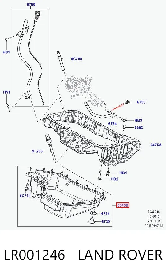 Cárter de aceite inferior LR001246 Land Rover
