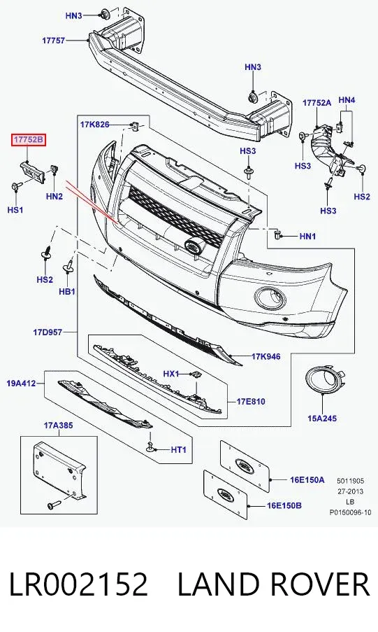Soporte de parachoques delantero LR002152 Land Rover