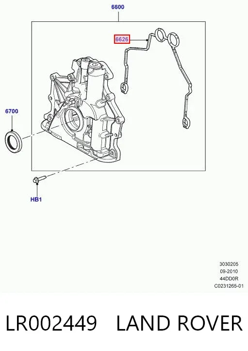 Junta de bomba de aceite LR002449 Land Rover