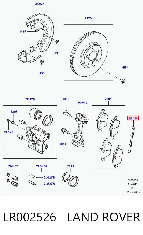 Resorte de retención de la pinza de freno LR002526 Land Rover