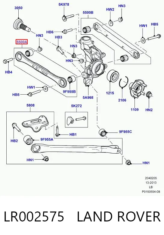 Barra transversal de la suspensión trasera LR002575 Land Rover