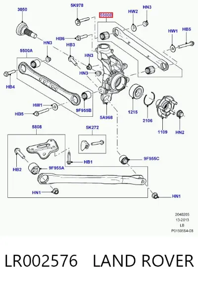 Barra transversal de la suspensión trasera LAND ROVER LR002576