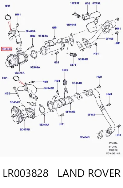 Junta de válvula EGR LAND ROVER LR003828