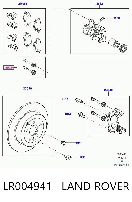 Kit de reparación de pinzas de freno trasero LR004941 Land Rover