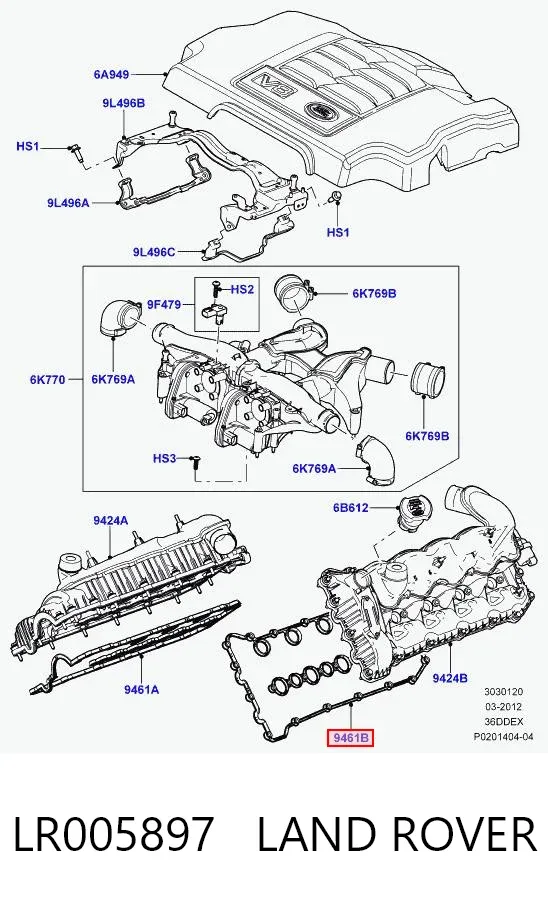 Junta de tapa de balancines izquierda LR005897 Land Rover