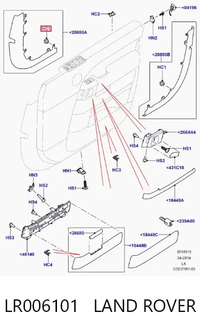 Clip de fijación de revestimiento de puerta LAND ROVER LR006101