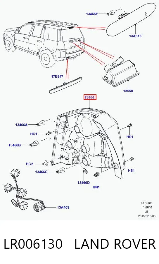 Piloto trasero izquierdo LR006130 Land Rover
