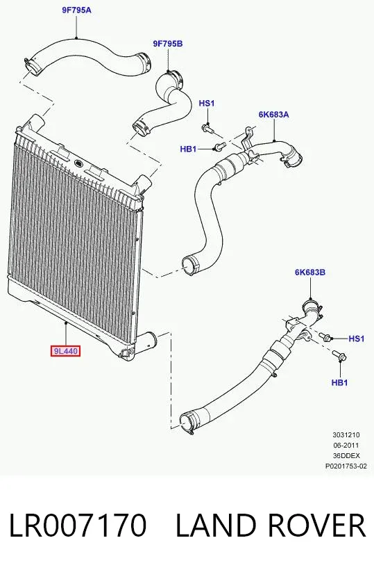 Intercooler LR007170 Land Rover