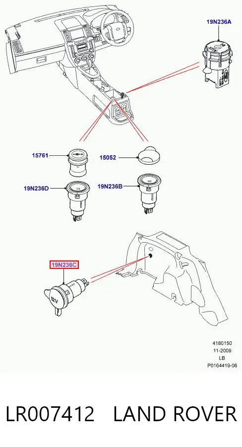 Toma de encendedor de cigarrillos LR007412 Land Rover