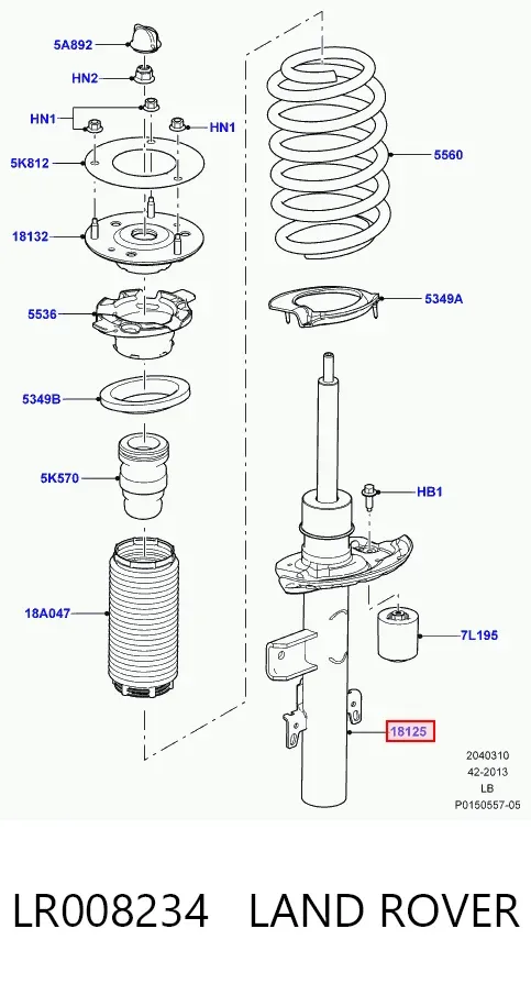 Amortiguador trasero derecho LR008234 Land Rover