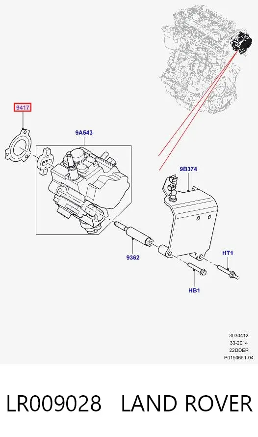 Junta de la bomba de inyección de alta presión LR009028 Land Rover