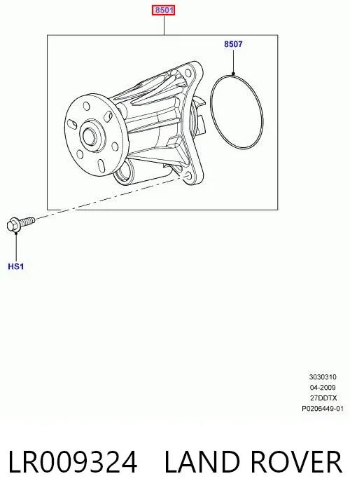 Bomba de agua LR009324 Land Rover