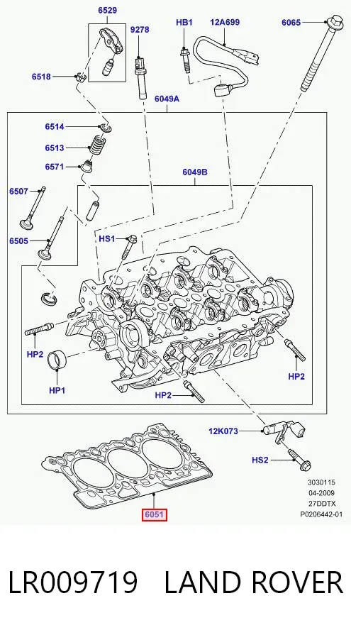 Junta de culata LR009719 Land Rover