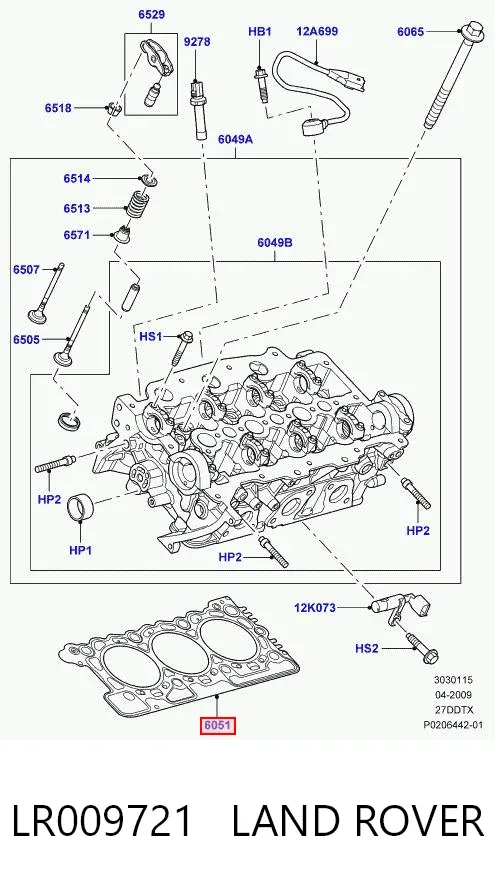 Junta de culata LR009721 Land Rover