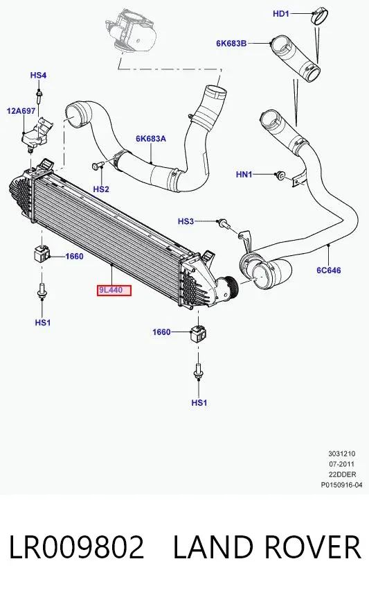 Intercooler LR009802 Land Rover
