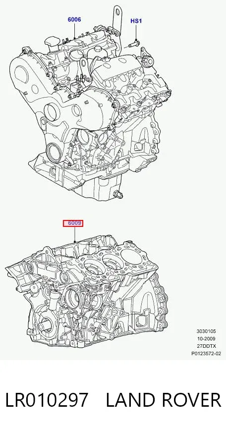 Bloque de cilindros del motor LR010297 Land Rover