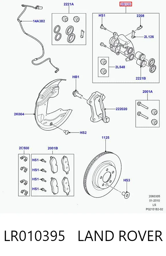Pinza de freno delantera derecha LR010395 Land Rover