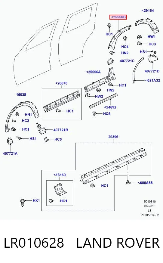 Extensión de la aleta trasera izquierda LR010628 Land Rover
