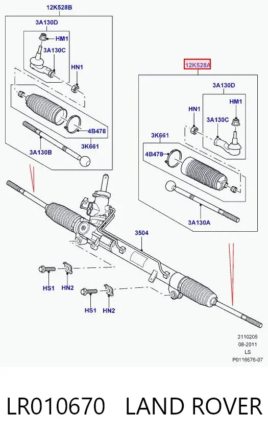 Barra de dirección completa derecha LR010670 Land Rover