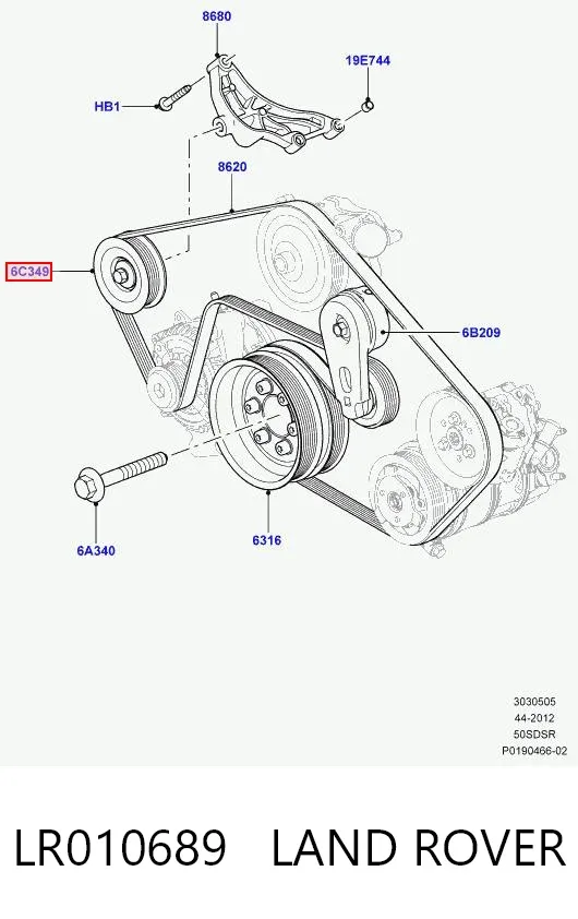 Polea inversión / guía, correa poli V C2D49055 Jaguar