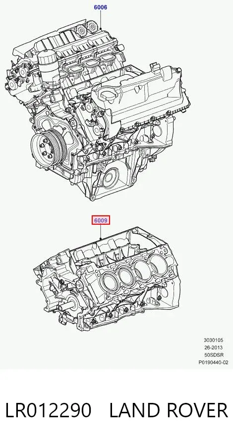 Bloque de cilindros del motor LR012290 Land Rover