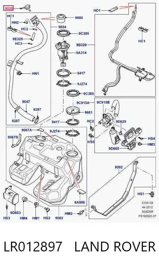 Tapa de depósito de combustible LR012897 Land Rover