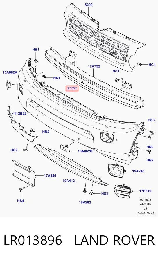Paragolpes LR013896 Land Rover