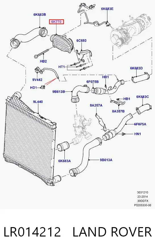 Deflector de aire del radiador del intercooler LR014212 Land Rover