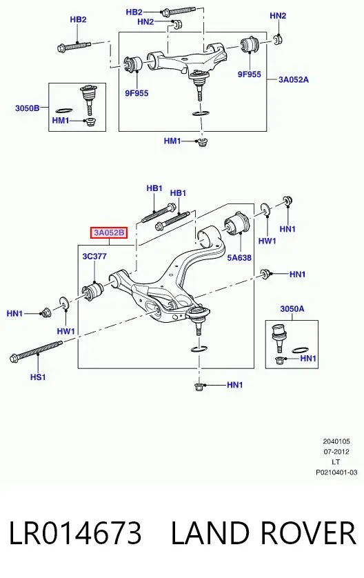 Brazo inferior derecho de la suspensión delantera LR014673 Land Rover
