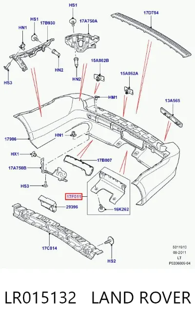 Tapa de gancho de remolque trasero del parachoques LAND ROVER LR015132