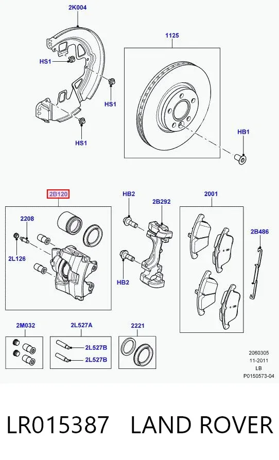 Pinza de freno delantera izquierda LR015387 Land Rover
