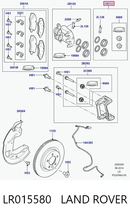 Kit de reparación de pinzas de freno LR015580 Land Rover