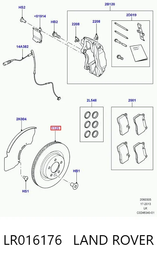 Disco de freno LR016176 Land Rover