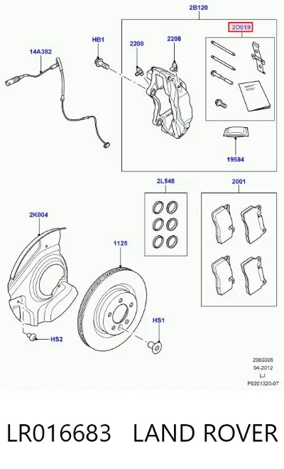 Juego de reparación de pastillas de freno LAND ROVER LR016683